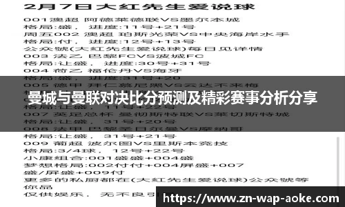 曼城与曼联对决比分预测及精彩赛事分析分享